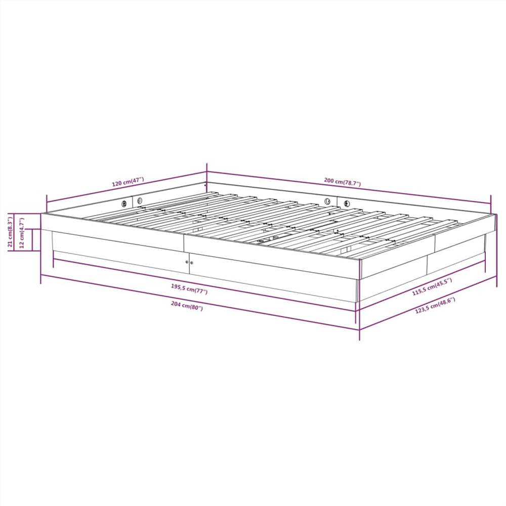 Bed Frame Solid Wood Pine 120x200 cm