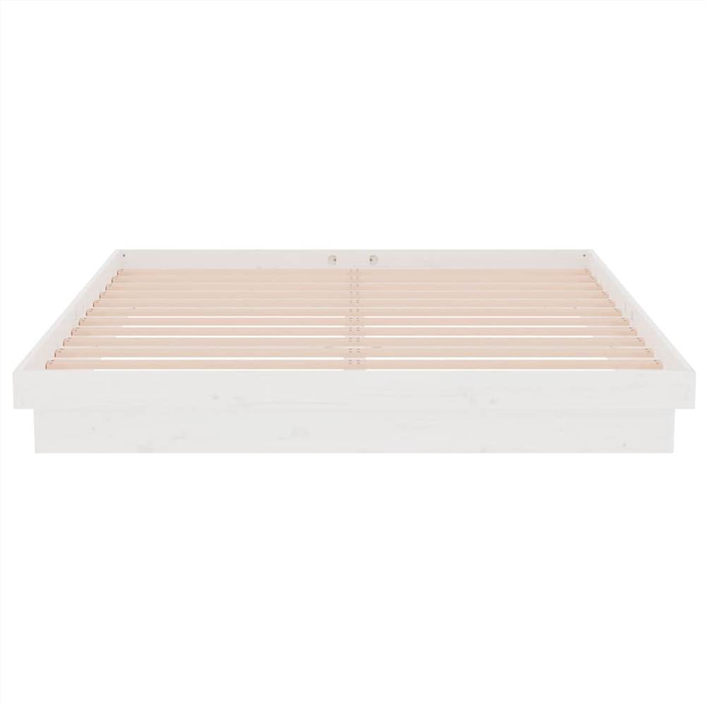 Bed Frame White Solid Wood Pine 160x200 cm