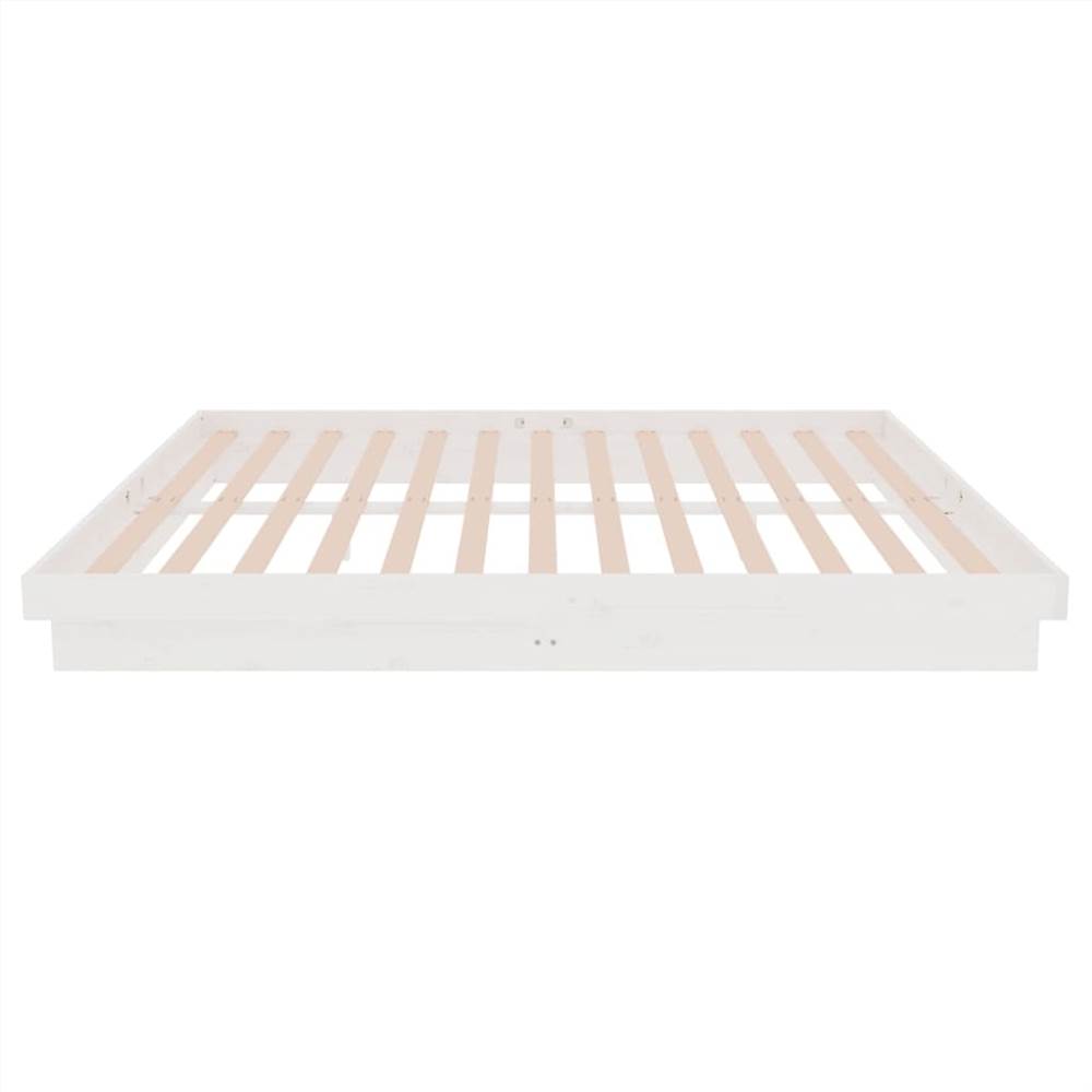 Bed Frame White Solid Wood Pine 160x200 cm