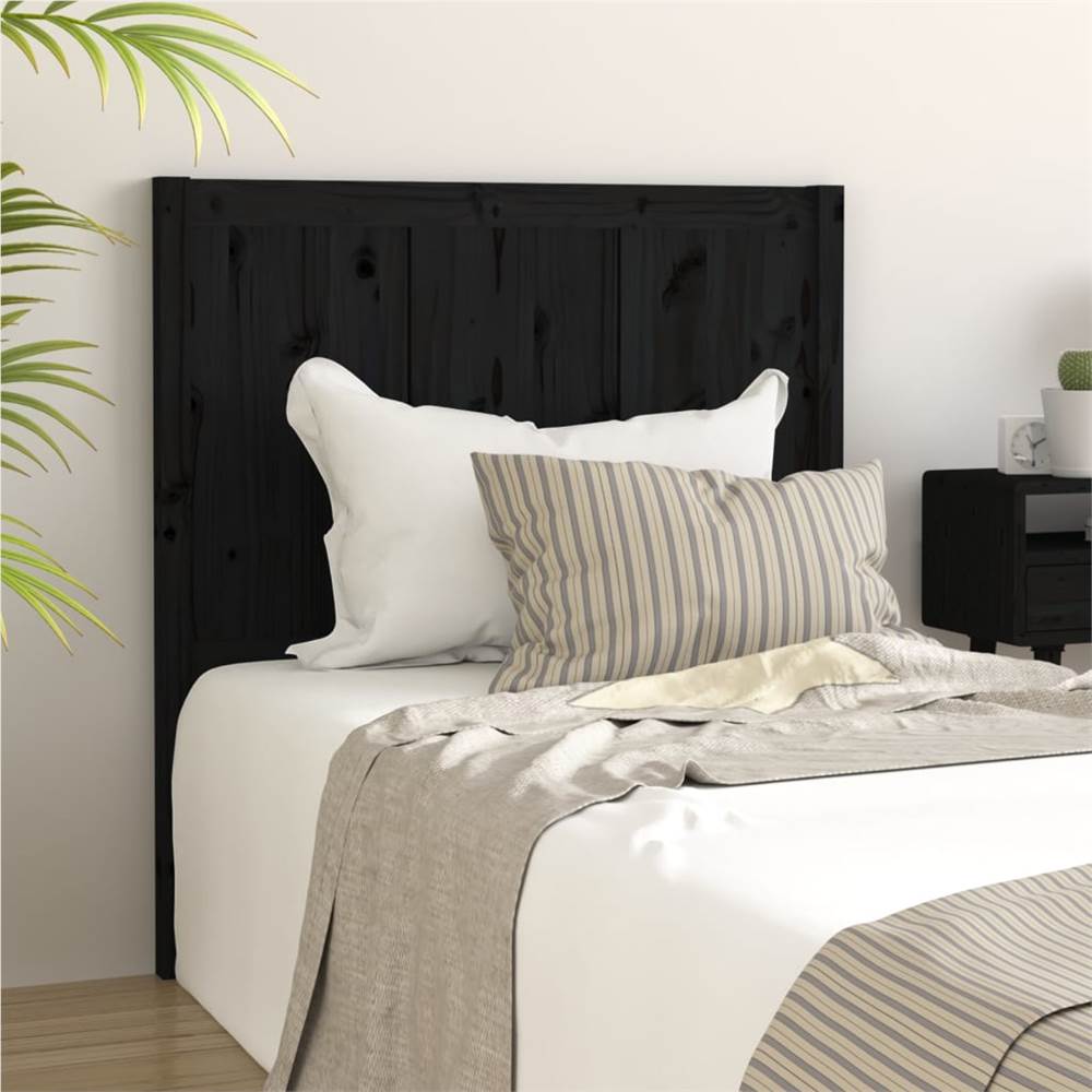 

Bed Headboard Black 105.5x4x100 cm Solid Pine Wood