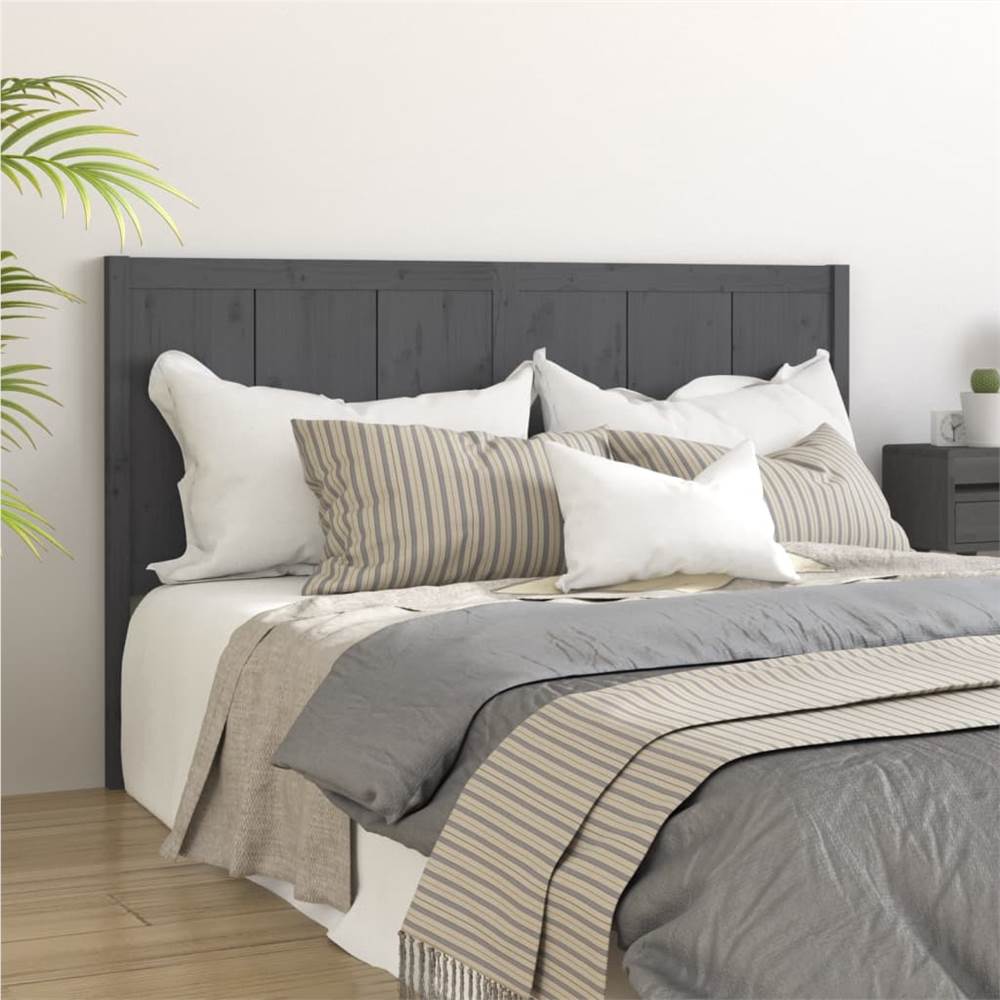 Bed Headboard Grey 205.5x4x100 cm Solid Pine Wood