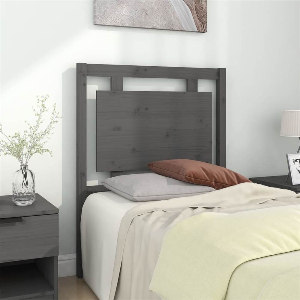 Bed Headboard Grey 80.5x4x100 cm Solid Pine Wood