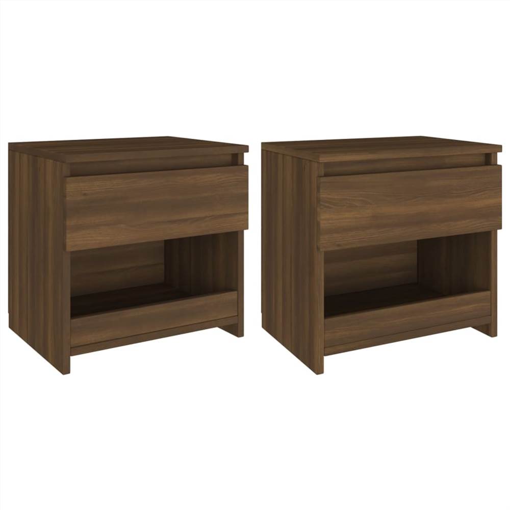 Bedside Cabinets 2 pcs Brown Oak 40x30x39 cm Engineered Wood