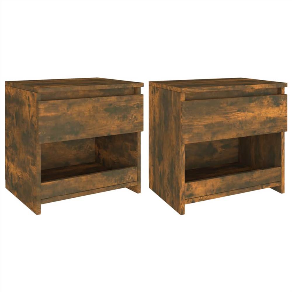Bedside Cabinets 2 pcs Smoked Oak 40x30x39 cm Engineered Wood