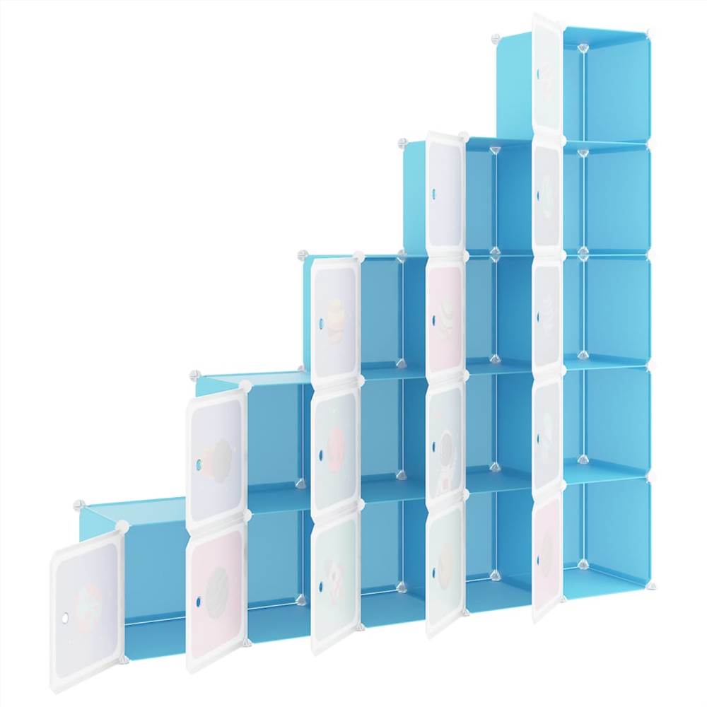 Cube Storage for Kids with 15 Cubes Blue PP