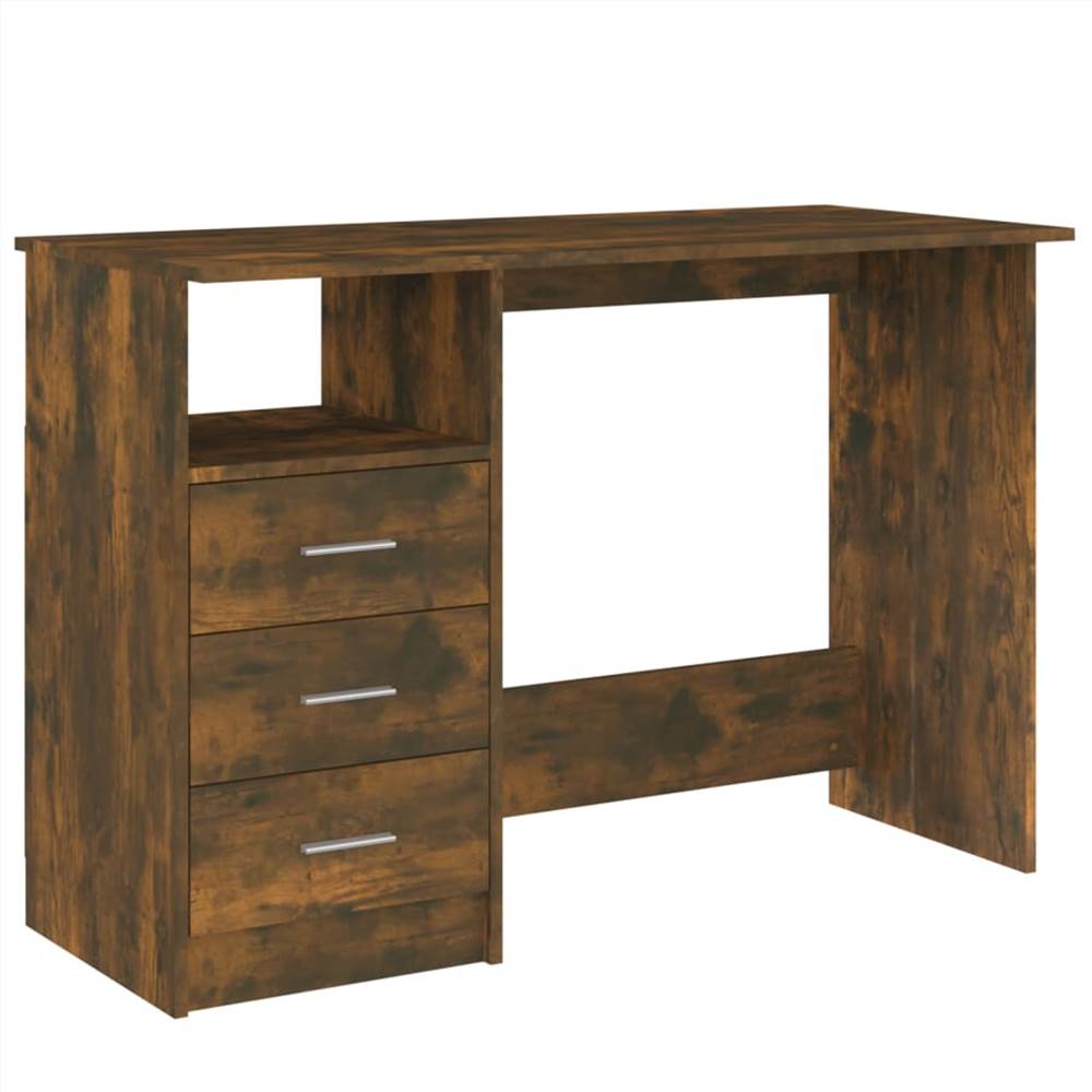 Desk with Drawers Smoked Oak 110x50x76 cm Engineered Wood