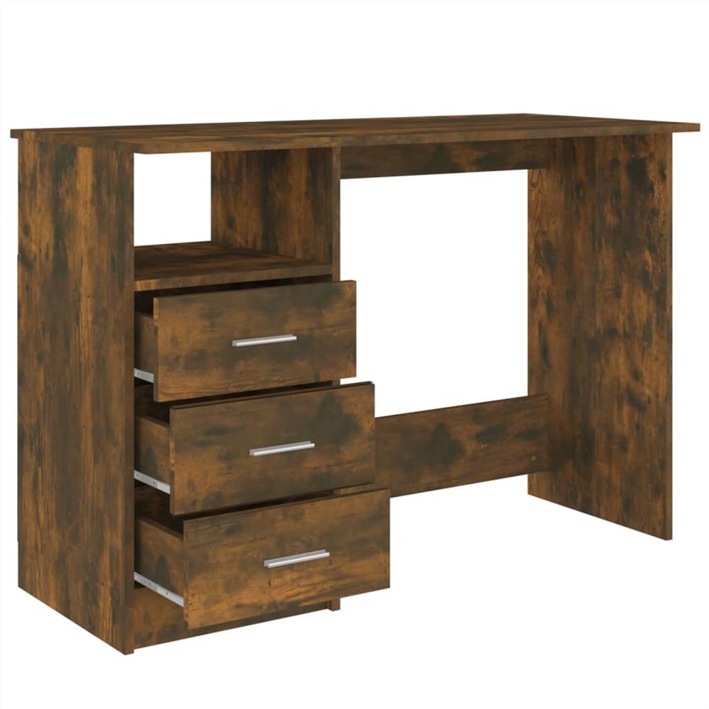 Desk with Drawers Smoked Oak 110x50x76 cm Engineered Wood