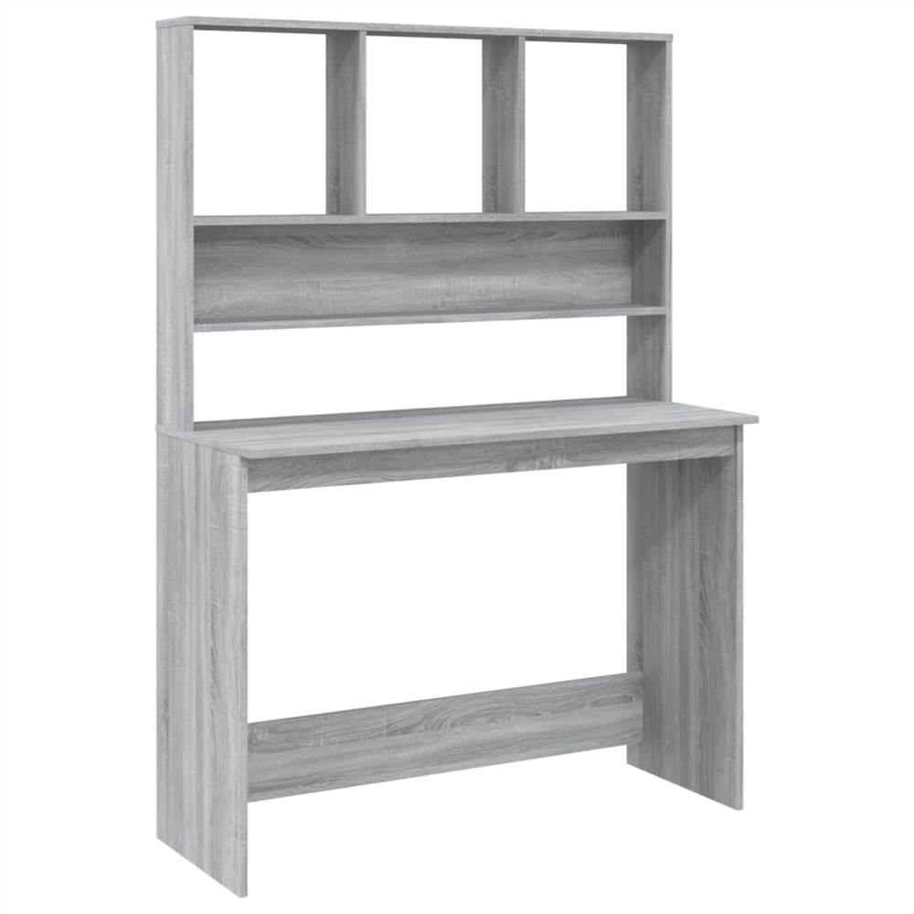 Desk with Shelves Grey Sonoma 110x45x157 cm Engineered Wood