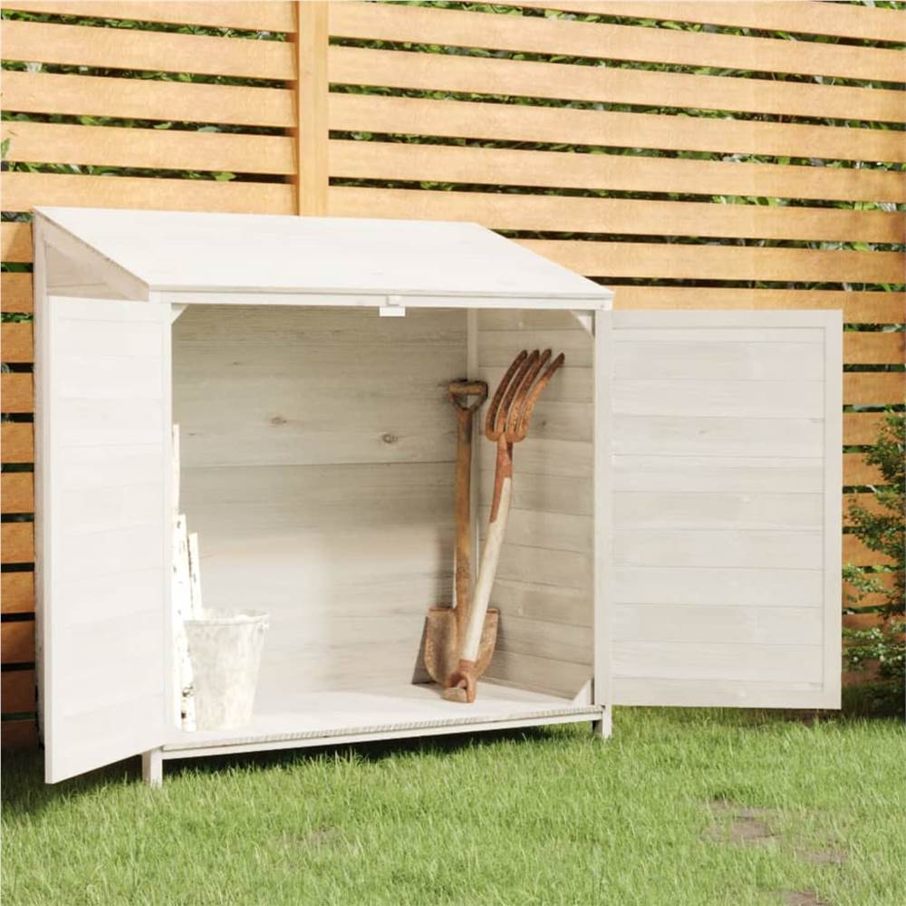 Casetta da giardino bianca 102x52x112 cm in legno massello di abete