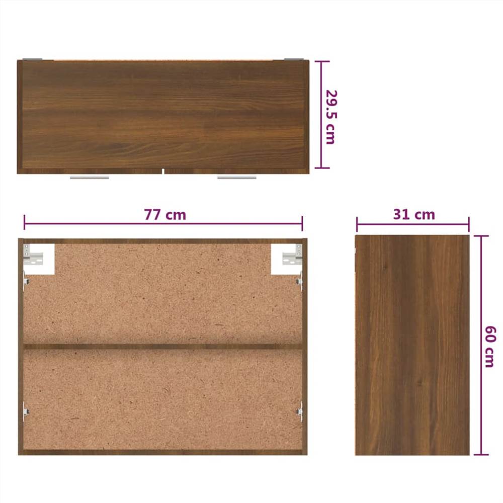 Hanging Cabinet Brown Oak 80x31x60 cm Engineered Wood