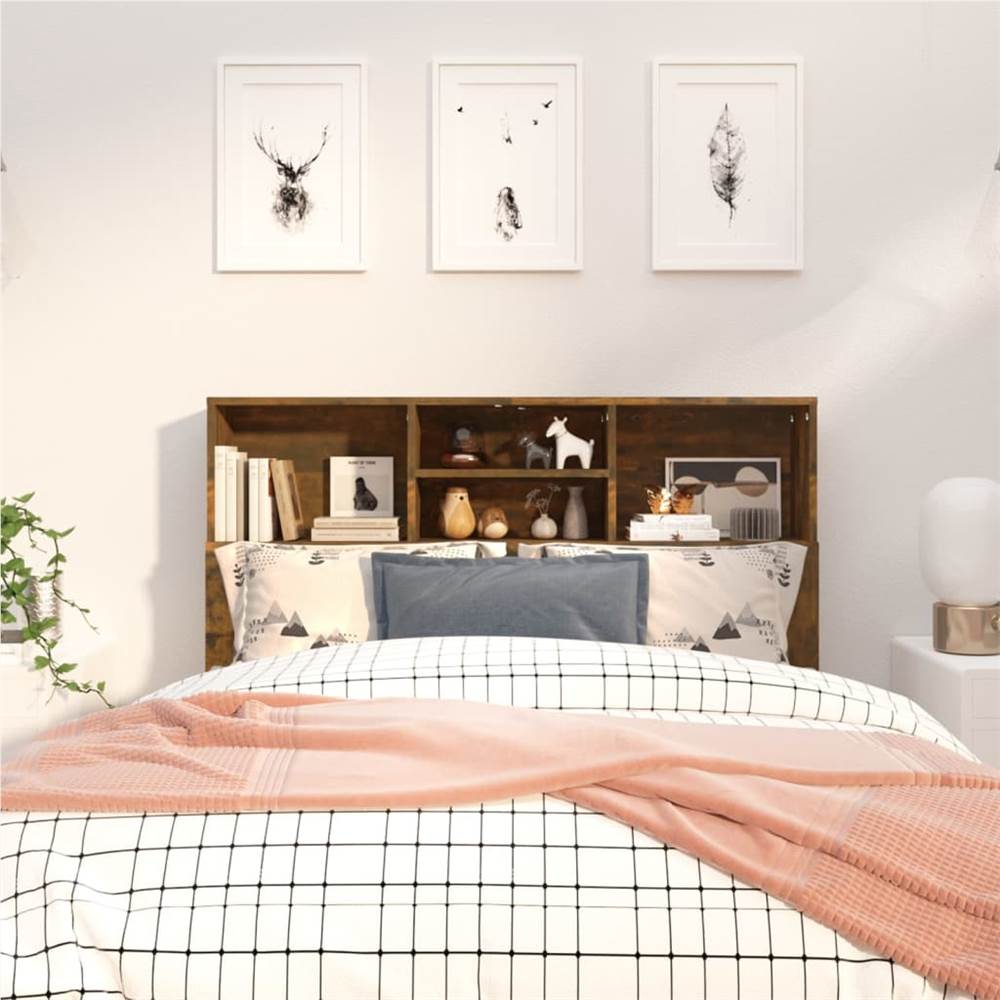 Headboard Cabinet Smoked Oak 120x19x103.5 cm