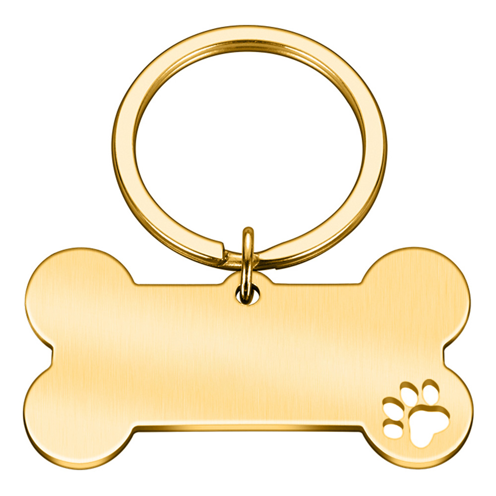 

Personalized Bone-Shaped Funny Pet ID Tag, 50mm*28mm, Engraved Pet Name, Stainless Steel Cat Puppy Dog ID Tag Pendant - Golden