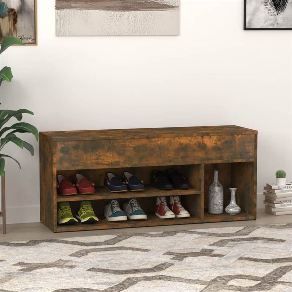 Shoe Bench Smoked Oak 105x30x45 cm Engineered Wood