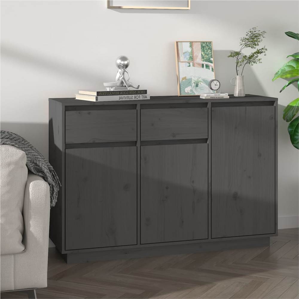 

Sideboard Grey 110x34x75 cm Solid Wood Pine