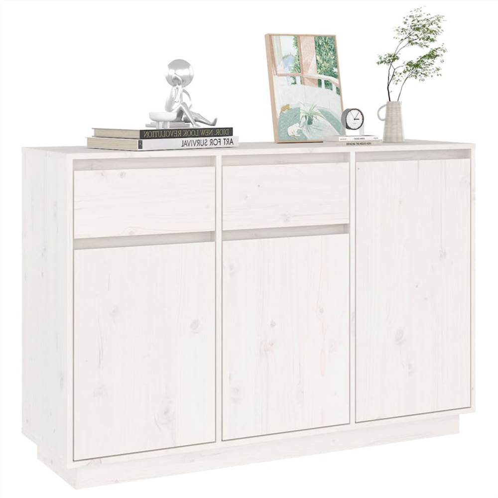 Sideboard White 110x34x75 cm Solid Wood Pine