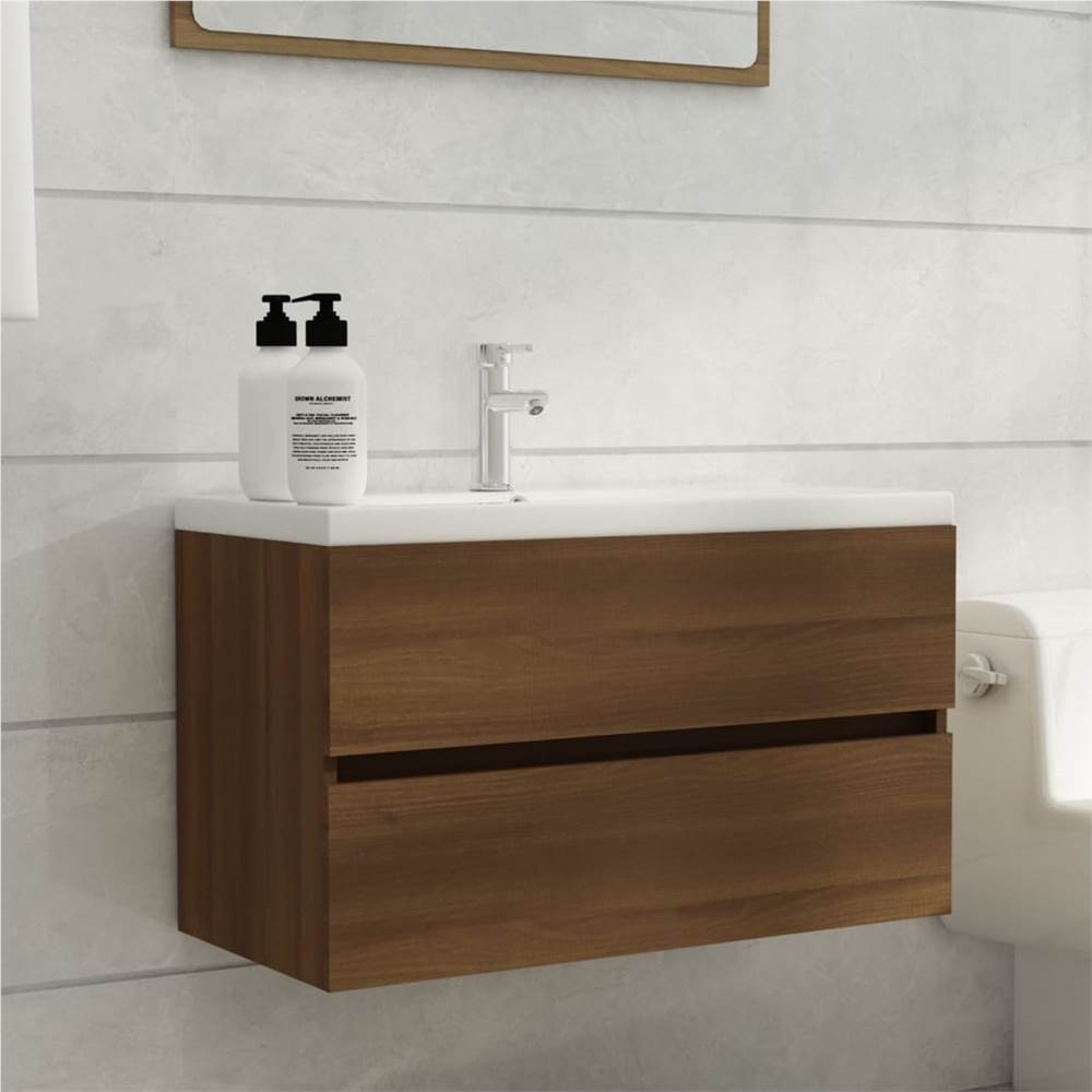 Sink Cabinet Brown Oak 80x38.5x45 cm Engineered Wood