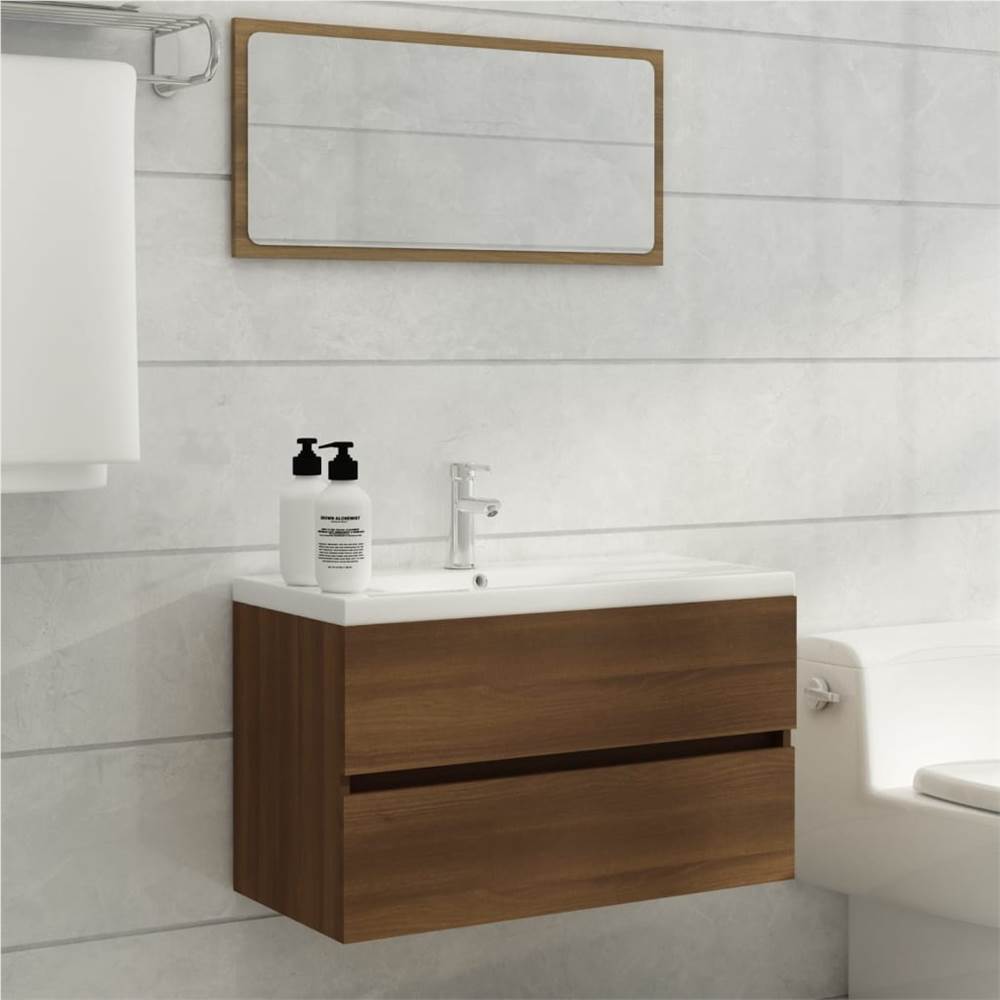 Sink Cabinet Brown Oak 80x38.5x45 cm Engineered Wood