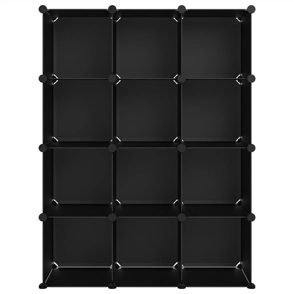 Storage Cube Organiser with 12 Cubes Black PP