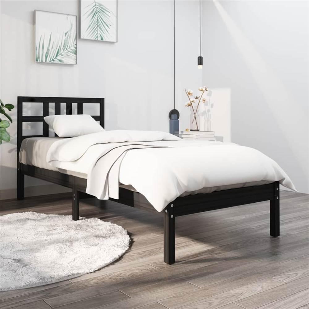 

Bed Frame Black Solid Wood 100x200 cm