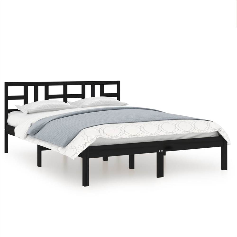 Bed Frame Black Solid Wood 120x190 Cm 4FT Small Double 7 Bed Frame Black Solid Wood 120x190 cm 4FT Small Double