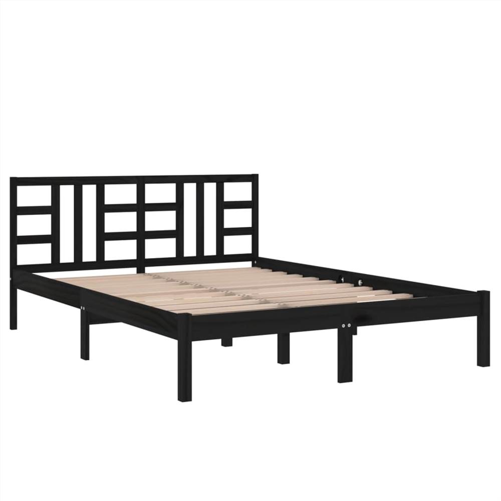 Bed Frame Black Solid Wood 120x190 Cm 4FT Small Double 9 Bed Frame Black Solid Wood 120x190 cm 4FT Small Double