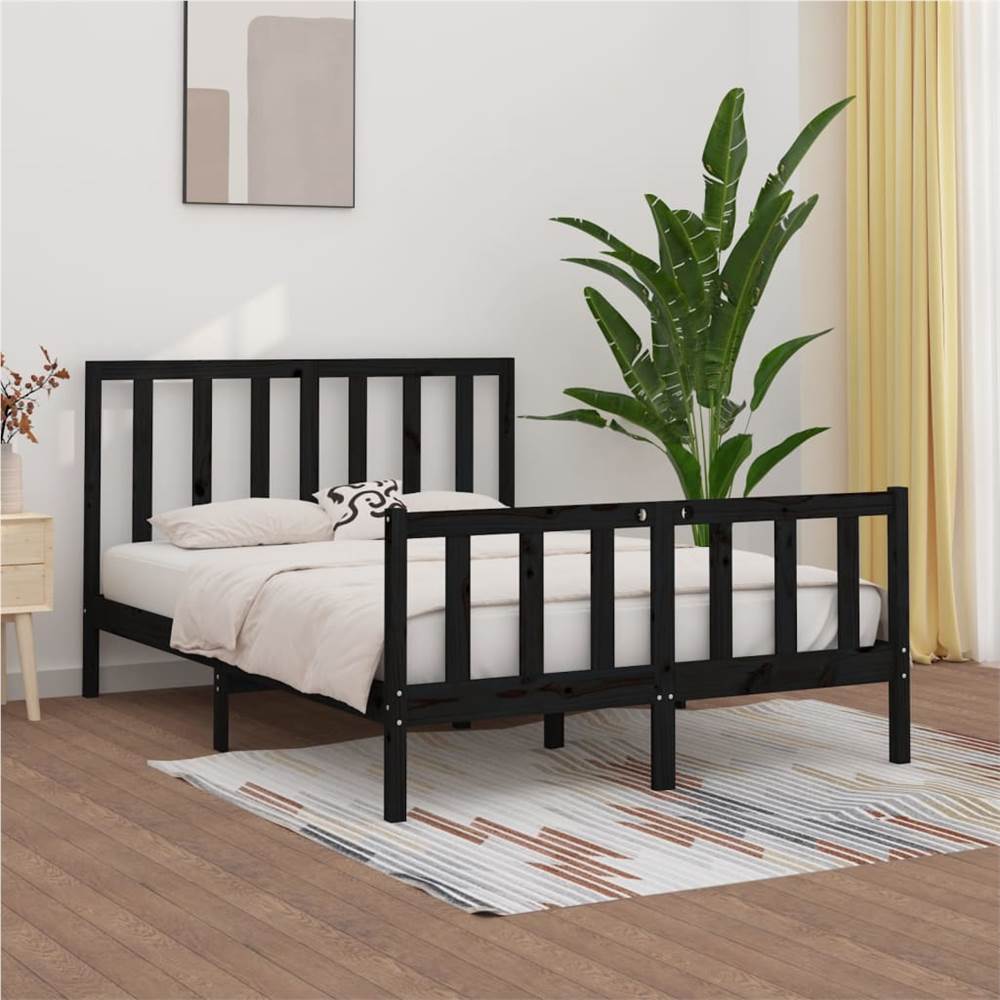 

Bed Frame Black Solid Wood 140x200 cm