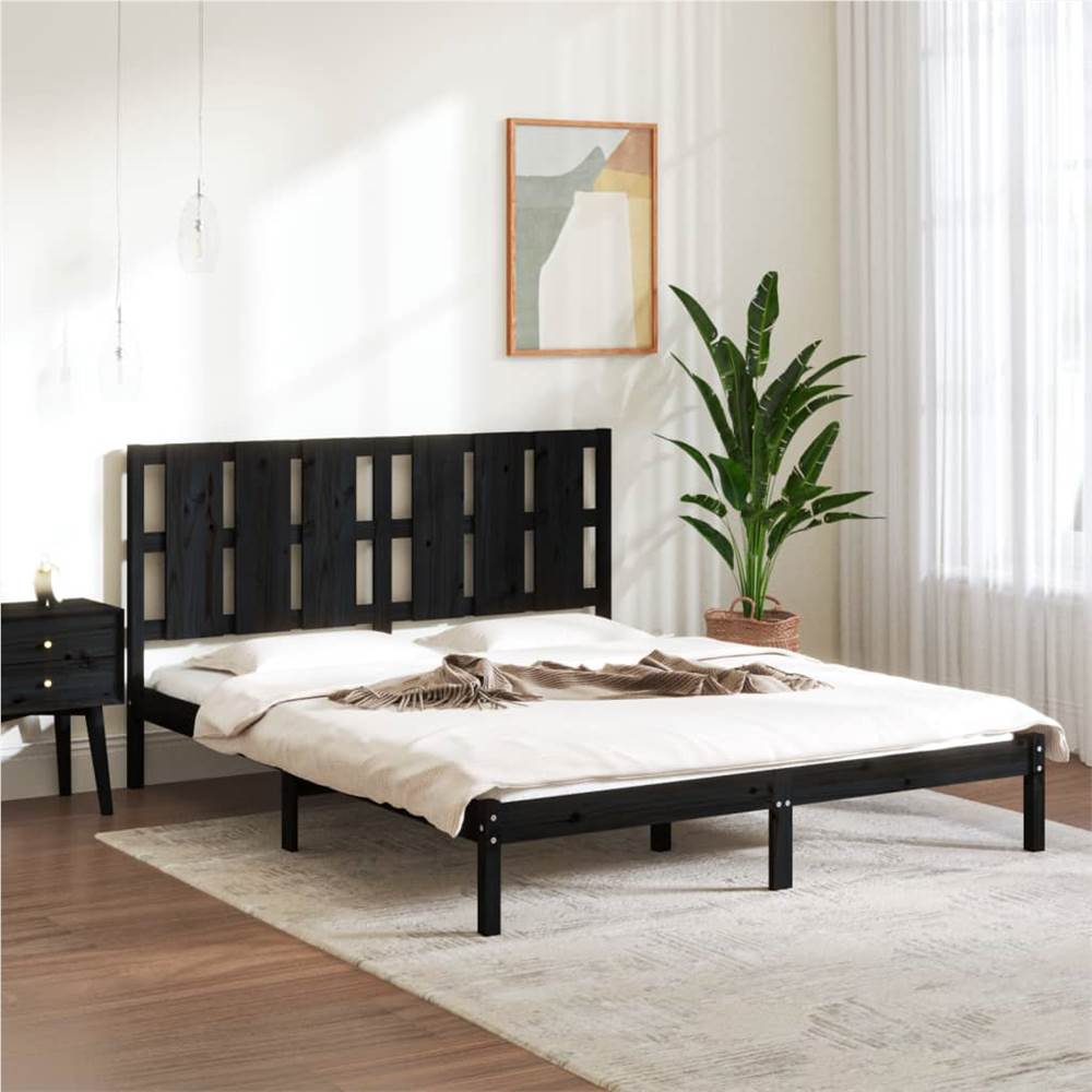 

Bed Frame Black Solid Wood 150x200 cm 5FT King Size