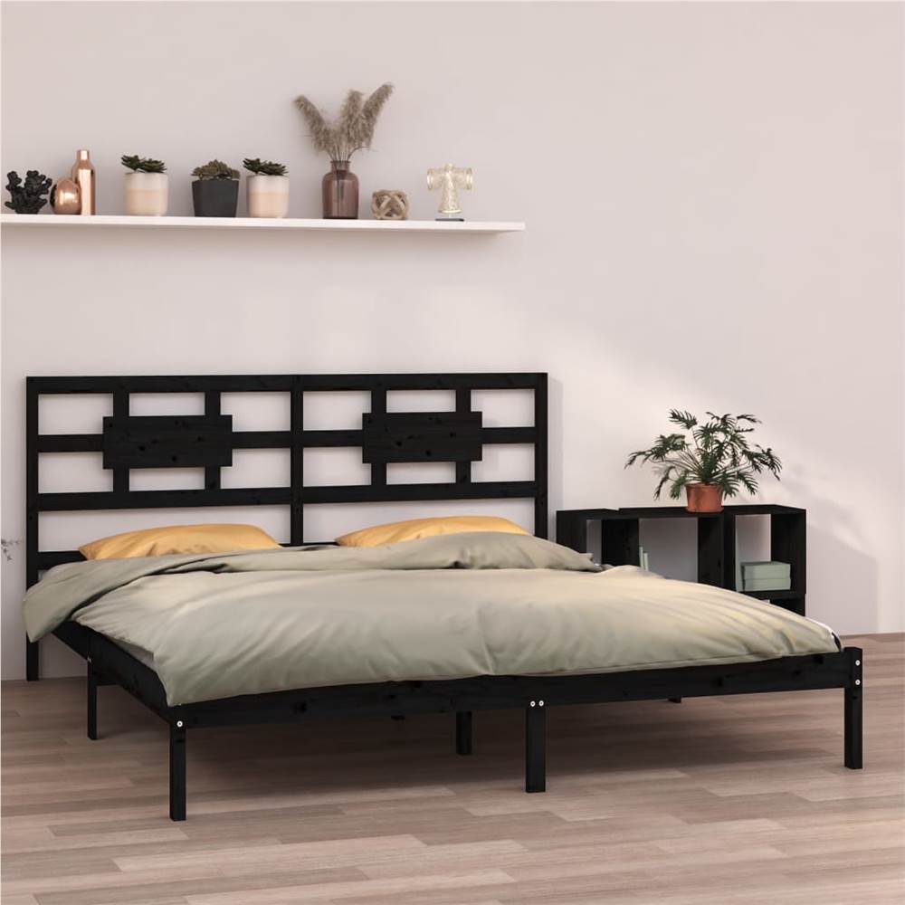 

Bed Frame Black Solid Wood 180x200 cm 6FT Super King