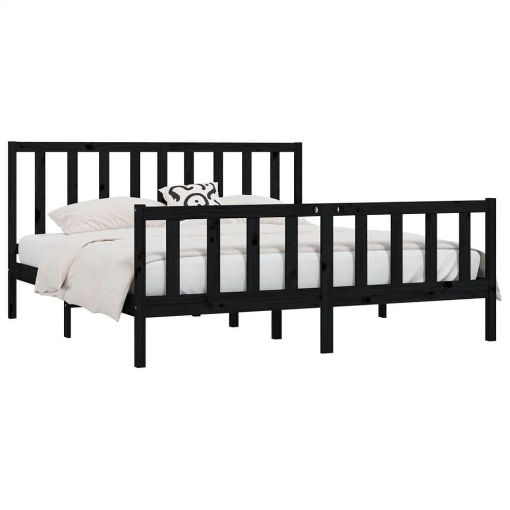 Bed Frame Black Solid Wood 180x200 cm 6FT Super King