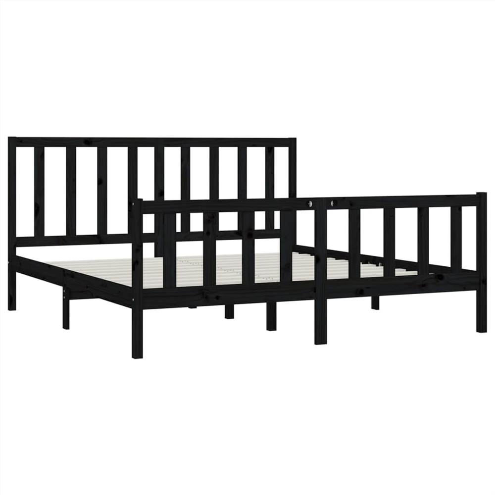 Bed Frame Black Solid Wood 180x200 cm 6FT Super King