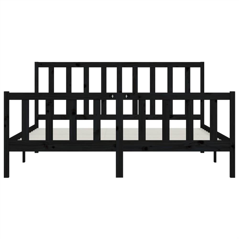 Bed Frame Black Solid Wood 180x200 cm 6FT Super King