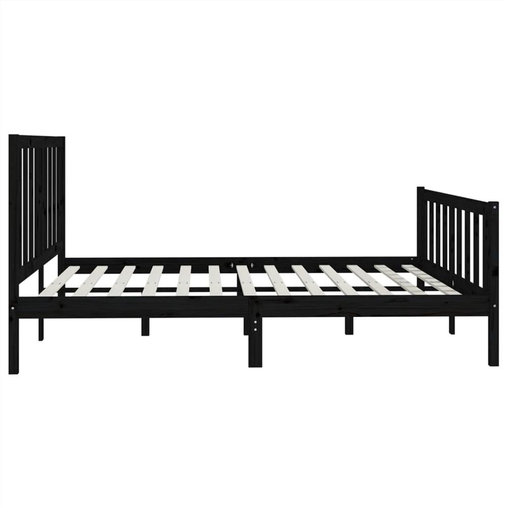 Bed Frame Black Solid Wood 180x200 cm 6FT Super King