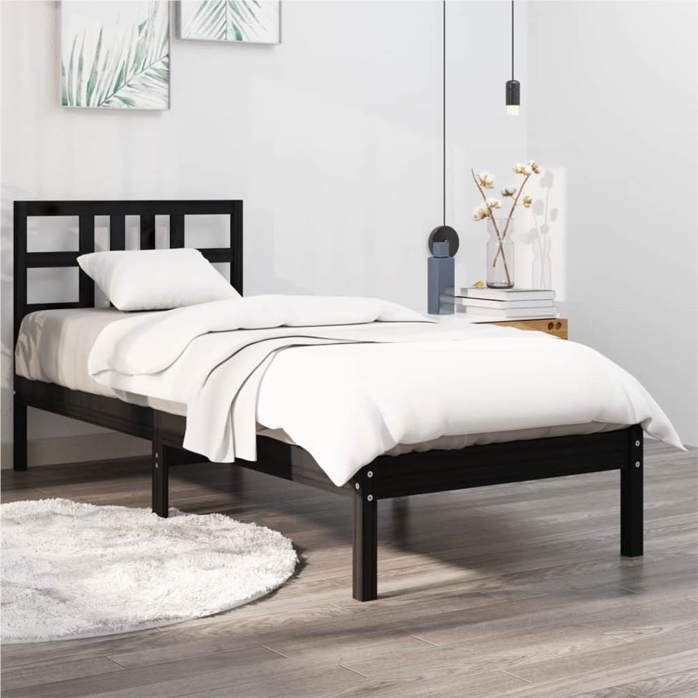 

Bed Frame Black Solid Wood 90x200 cm