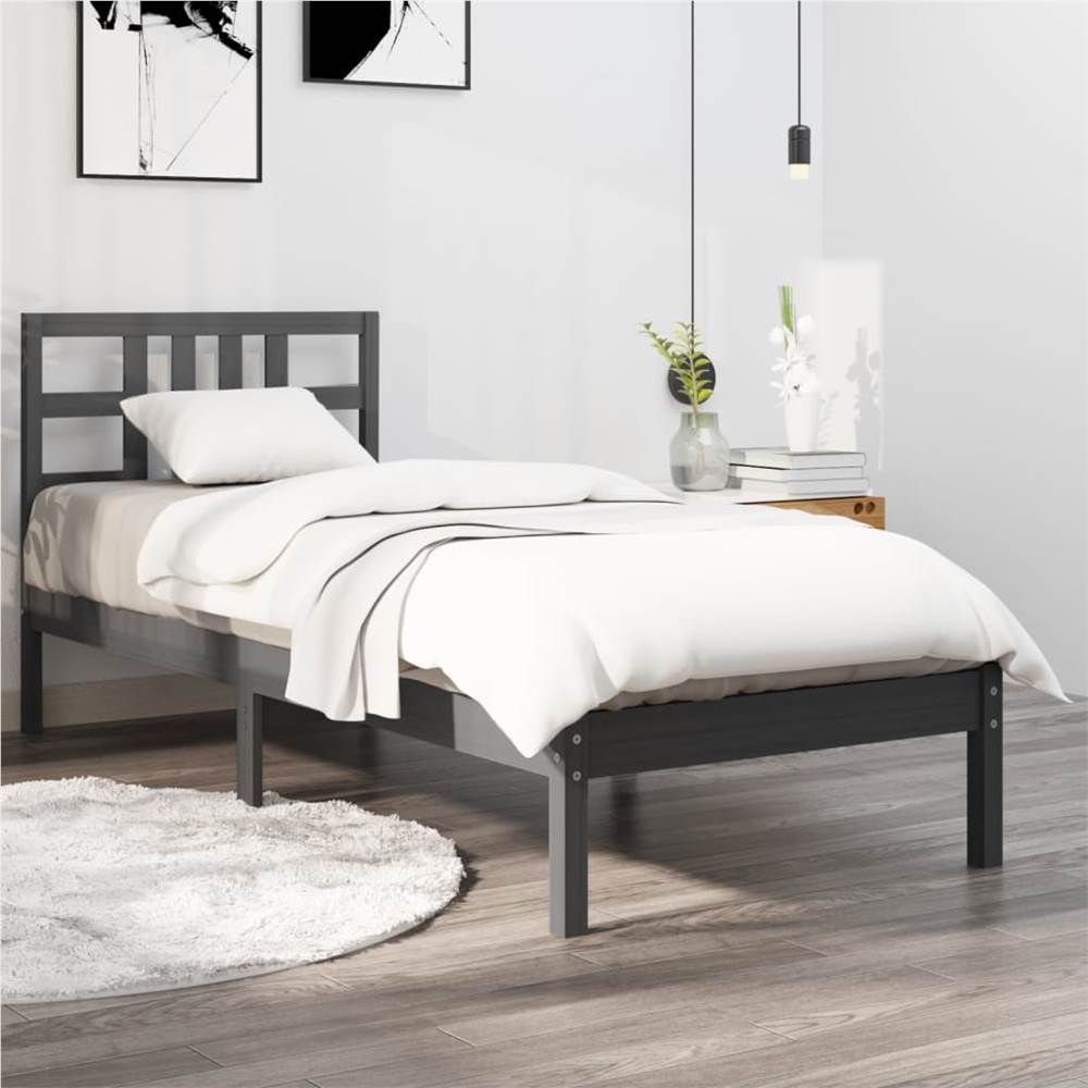 

Bed Frame Grey Solid Wood 100x200 cm