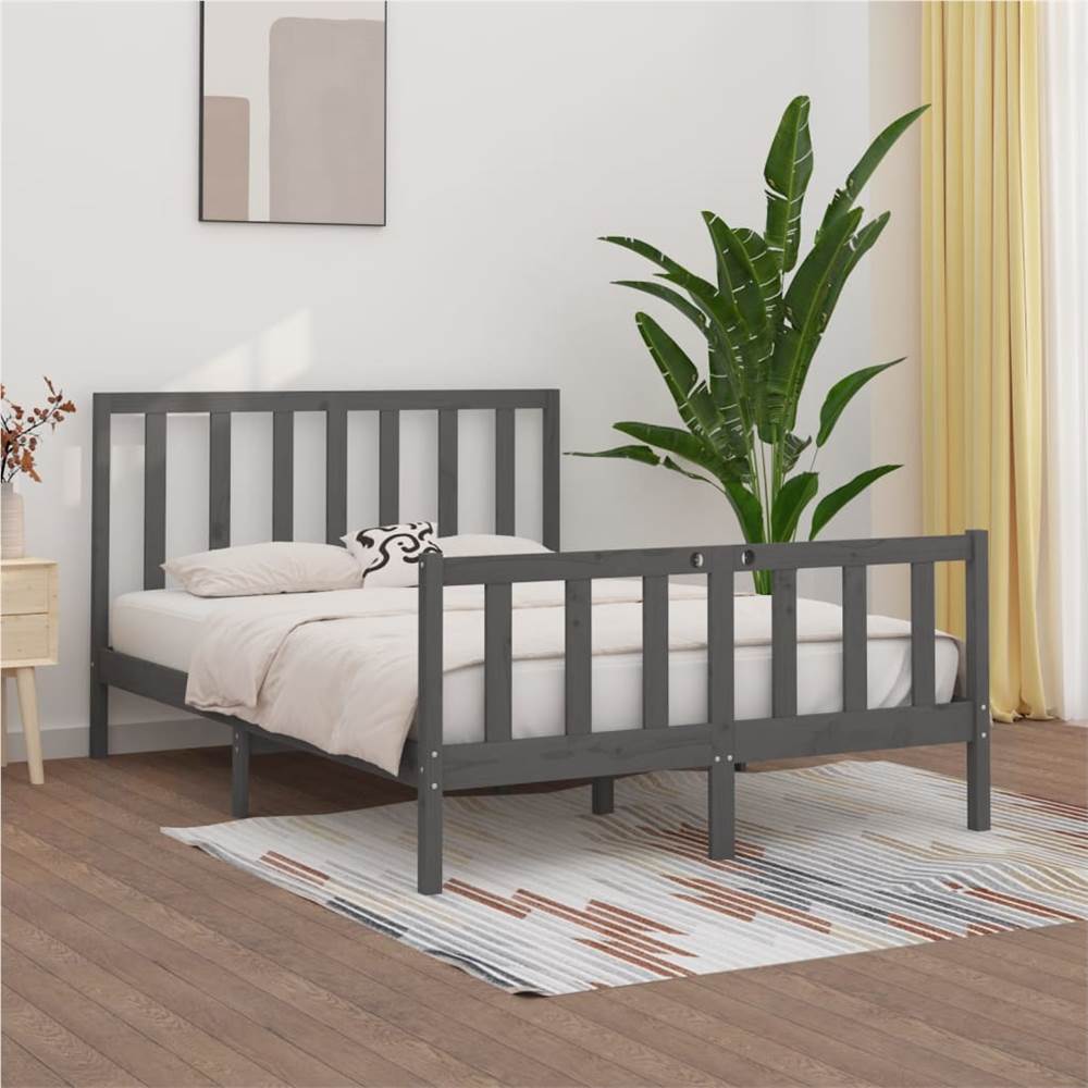 

Bed Frame Grey Solid Wood 160x200 cm
