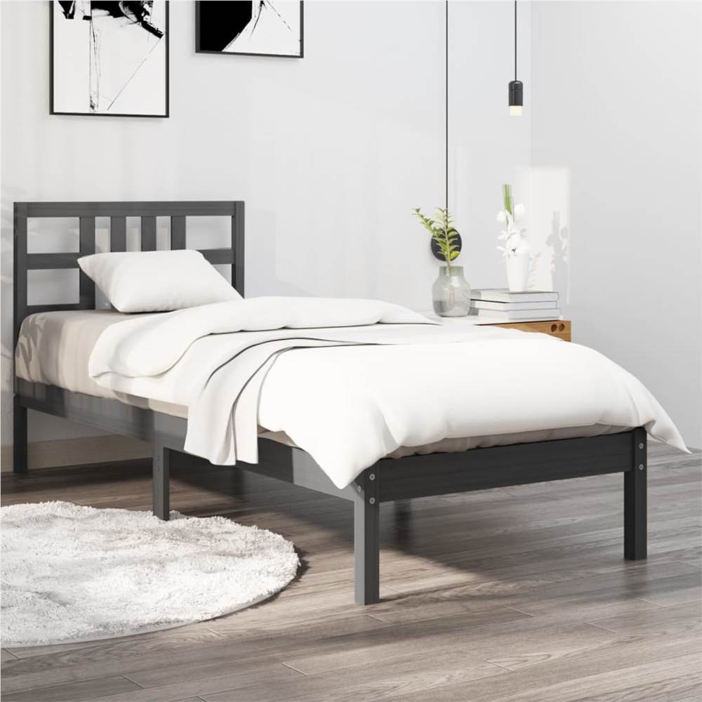 

Bed Frame Grey Solid Wood 90x200 cm