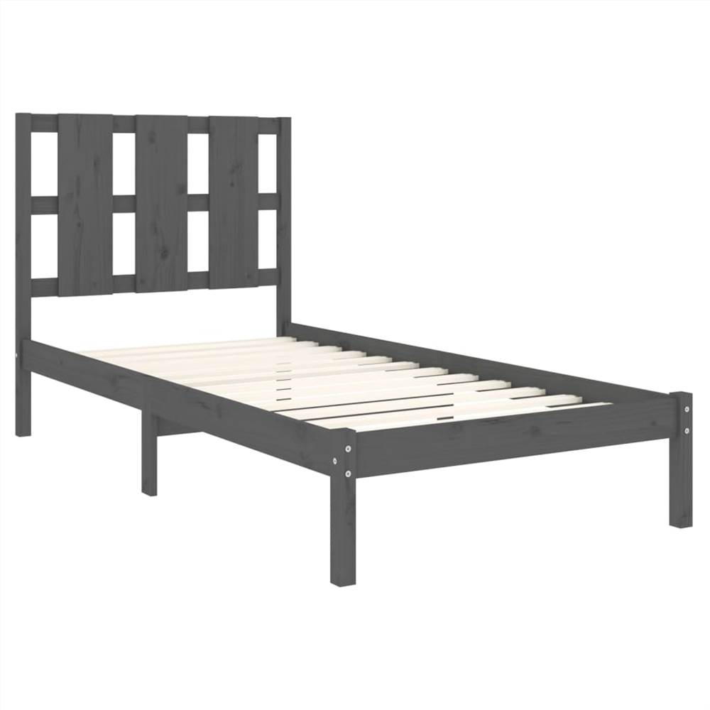 Bed Frame Grey Solid Wood Pine 100x200 Cm 9 Bed Frame Grey Solid Wood Pine 100x200 cm