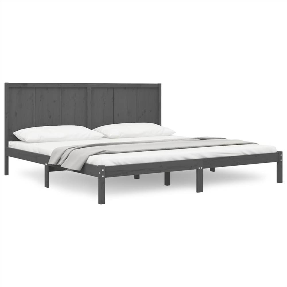 Bed Frame Grey Solid Wood Pine 180x200 cm 6FT Super King