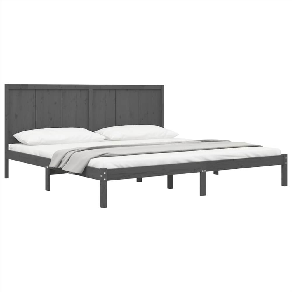 Bed Frame Grey Solid Wood Pine 180x200 cm 6FT Super King