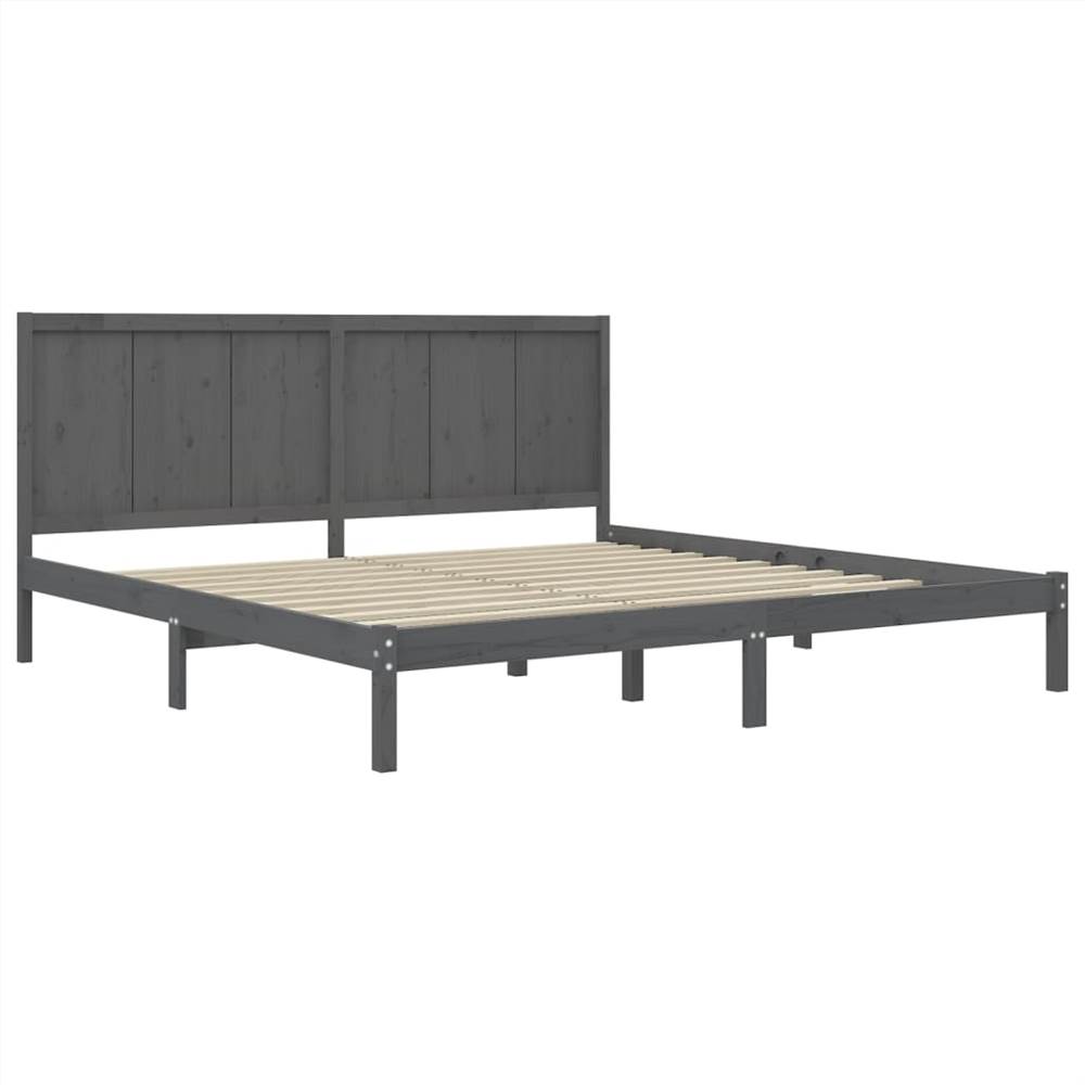Bed Frame Grey Solid Wood Pine 180x200 cm 6FT Super King