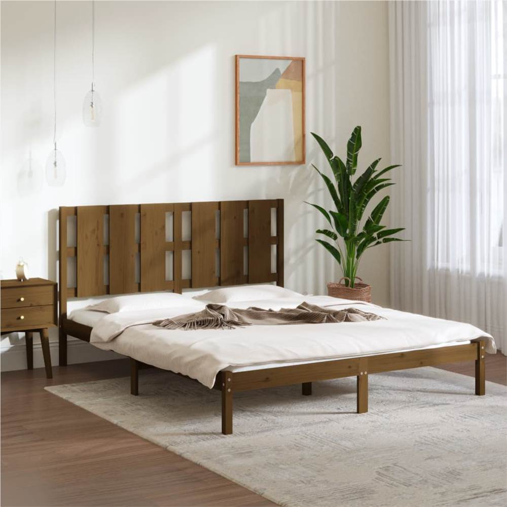 

Bed Frame Honey Brown Solid Wood 150x200 cm 5FT King Size