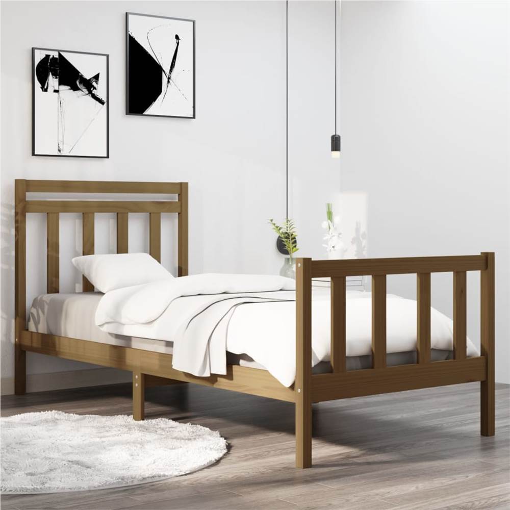 

Bed Frame Honey Brown Solid Wood 75x190 cm 2FT6 Small Single