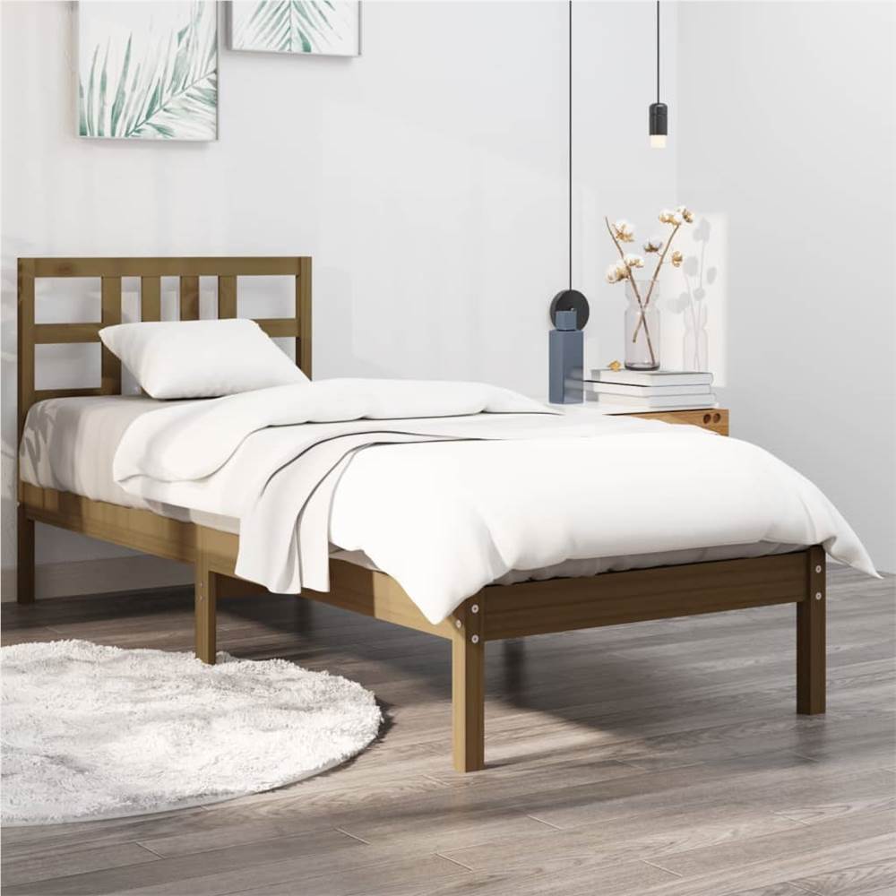 

Bed Frame Honey Brown Solid Wood 75x190 cm 2FT6 Small Single