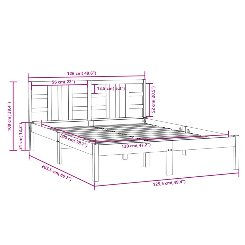 Bed Frame White Solid Wood 120x200 cm