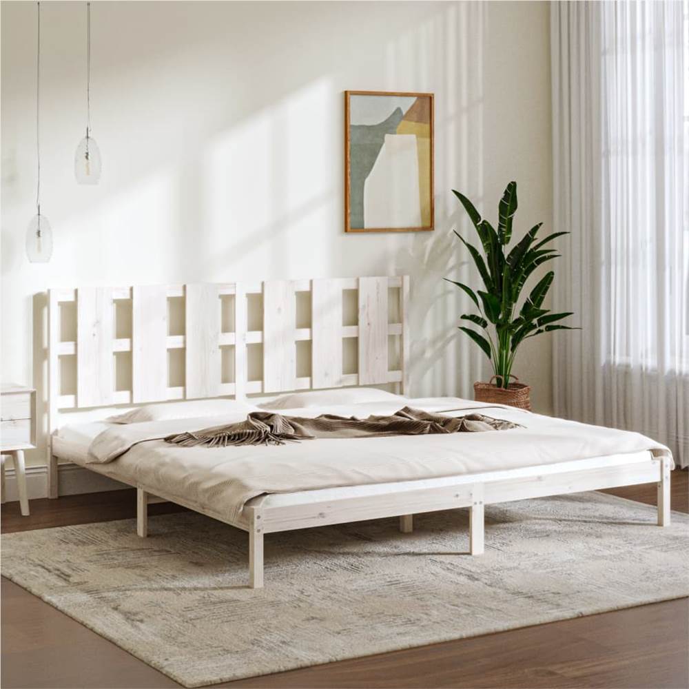 

Bed Frame White Solid Wood 180x200 cm 6FT Super King