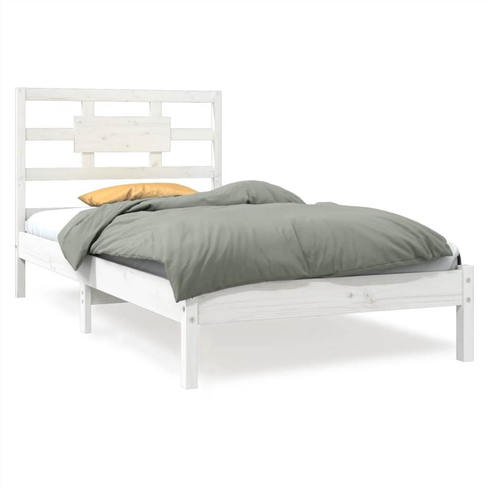 Bed Frame White Solid Wood 90x200 cm