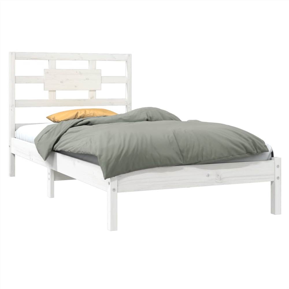 Bed Frame White Solid Wood 90x200 cm
