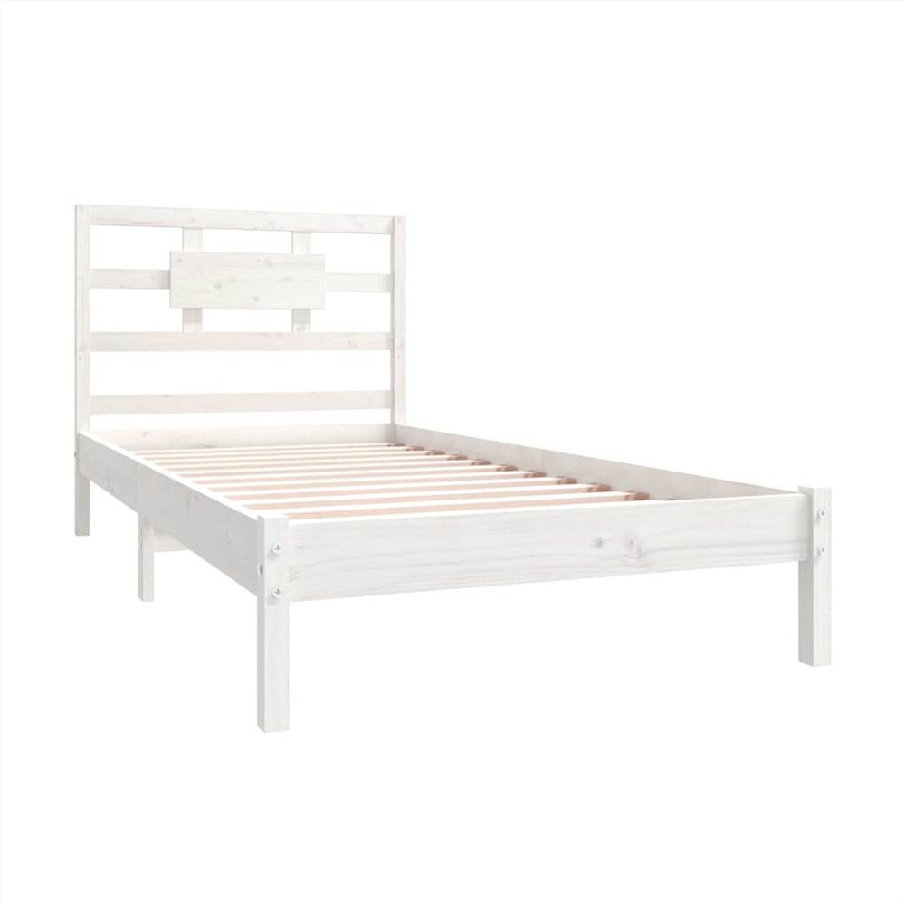 Bed Frame White Solid Wood 90x200 cm
