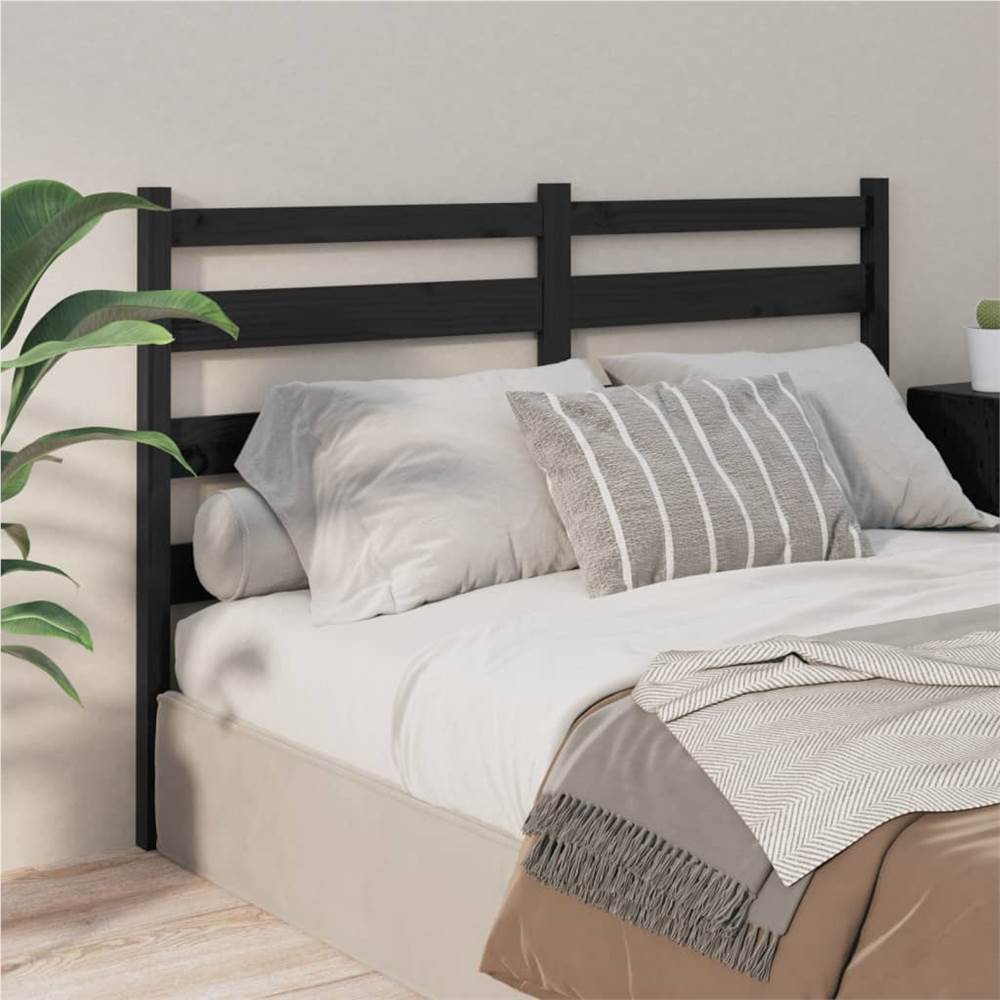 

Bed Headboard Black 126x4x100 cm Solid Wood Pine