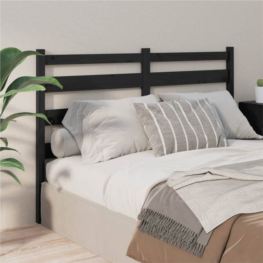 

Bed Headboard Black 186x4x100 cm Solid Wood Pine